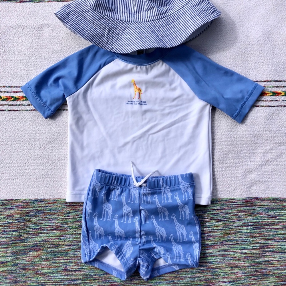 Janie and Jack Swimsuit and Rash Guard Set